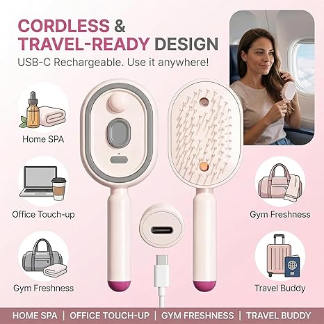 3-in-1 Mist Massage & Self-Cleaning Hair Brush